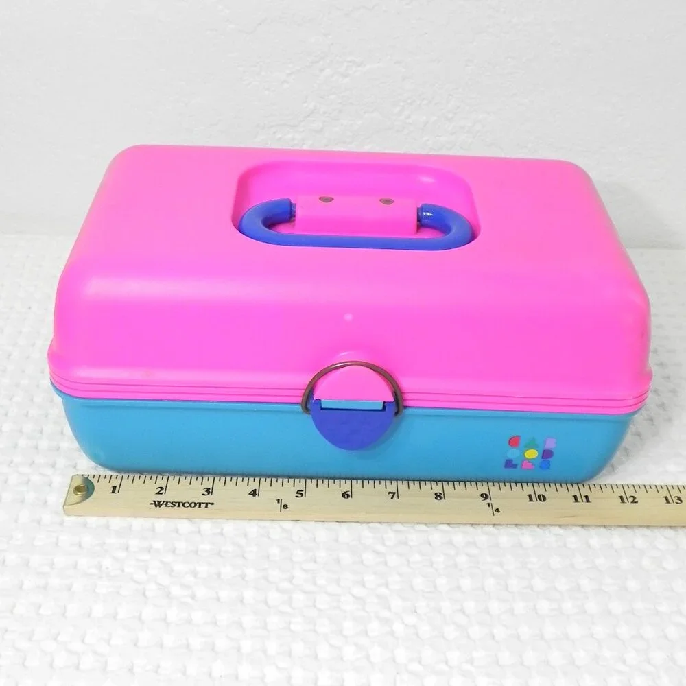 Caboodles Jewelry Make Up Storage Case Vintage Retro Pink Blue